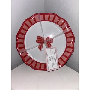 Cupcakes and Cashmere Red Bow Pink Pattern Melamine 8.5” Salad Plates Set of 4